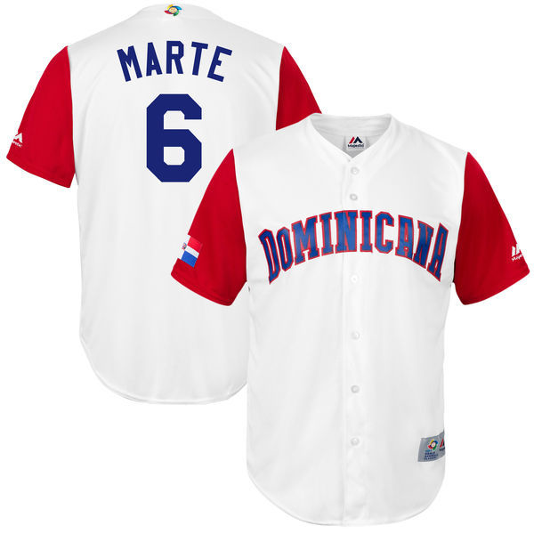 customized Men Dominican Republic Baseball #6 Starling Marte White 2017 World Baseball Classic Replica Jersey->->MLB Jersey